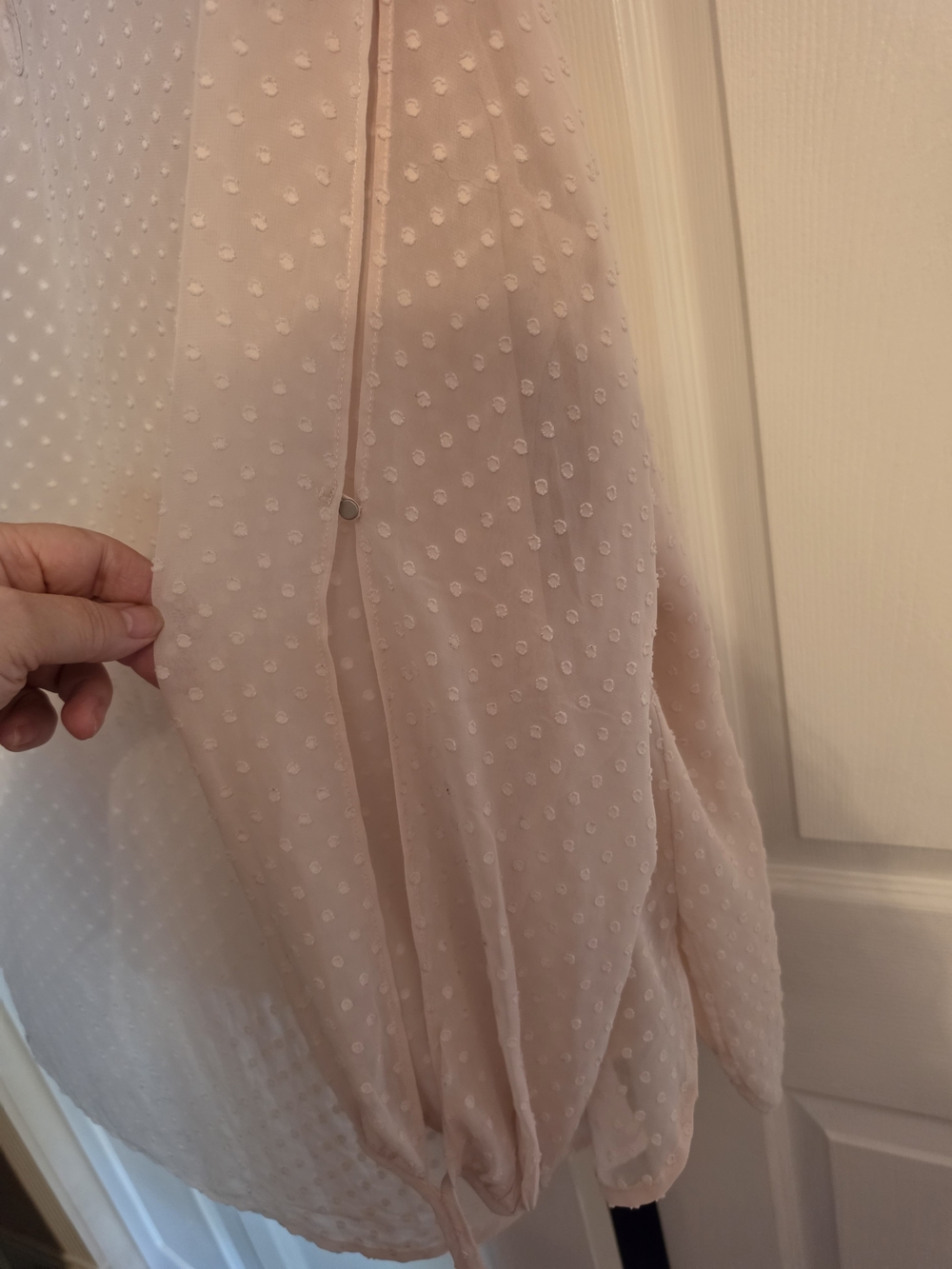 The Limited Blush Pink Swiss Dot Keyhole Blouse - Picture 4 of 6